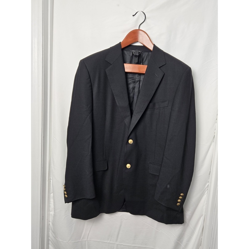 Canali Italy Mens Black Suit Jacket 54 Woolmark Pura Lana Vergine